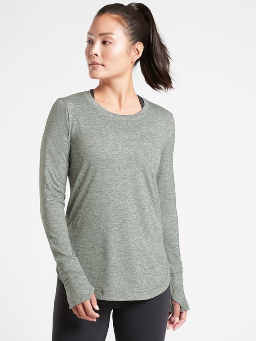 Athleta - Uptempo Top Long Sleeves 382880-32 | Medium | Spruce Heather Spacedye